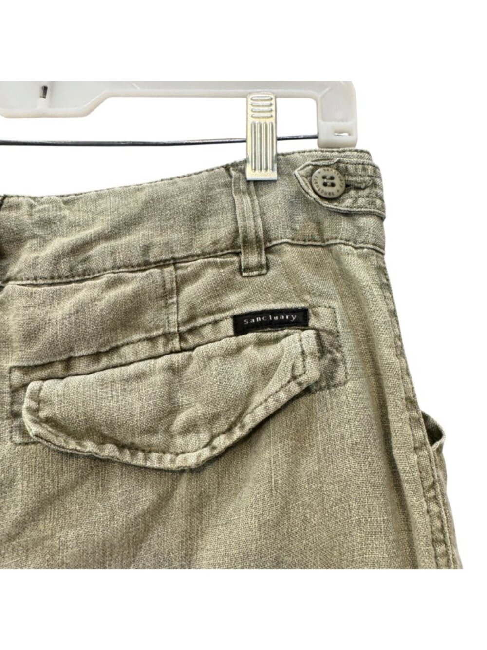 Sanctuary Terrain Crop Linen Size 26 Cargo Pants "Fatigue" Color Toggle Ankle - Picture 6 of 12